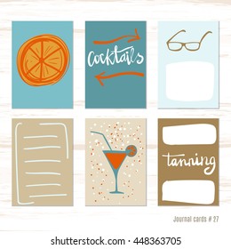 points, cocktail. Vector design templates for journal cards, scrapbooking cards, greeting cards, gift cards, patterns, blogging. Planner cards. Cute doodle. Printable templates set.