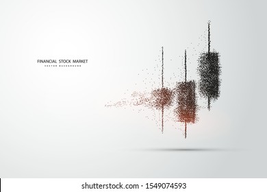 Points are connected and create a sign stock market candles.Forex trading chart for business and financial concepts, reports and investment on grey background . Vector illustration