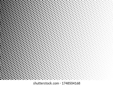 Points Dots Background. Monochrome Fade Overlay. Black and White Pop-art Backdrop. Distressed Grunge Pattern. Vector illustration