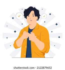 Points finger at you with a confident high self esteem concept illustration