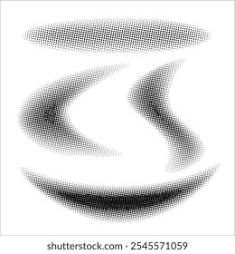 Points. Gradient elements. Grunge halftone grid. Retro pixelated vector.