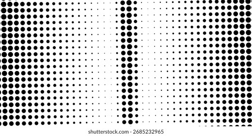 Points. Gradient texture. Grunge halftone grid background. White and black sand noise