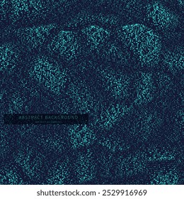 Points in grid chaotic  texture. Abstract dots on dark background. Technology cyberspace concept.