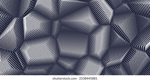 Punkte in Raster chaotische Textur. Abstrakte Punkte auf dunklem Hintergrund. Technologie Cyberspace Konzept.