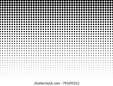 Points Halftone Background. Dotted Gradient Pattern. Abstract Pop-art Backdrop. Modern Black and White Texture. Vector illustration