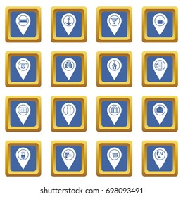 Points of interest icons set in blue color isolated vector illustration for web and any design