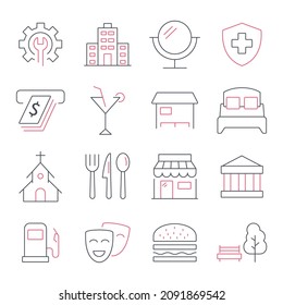 Points of Interest   icons set.Points of Interest  pack symbol vector elements for infographic web