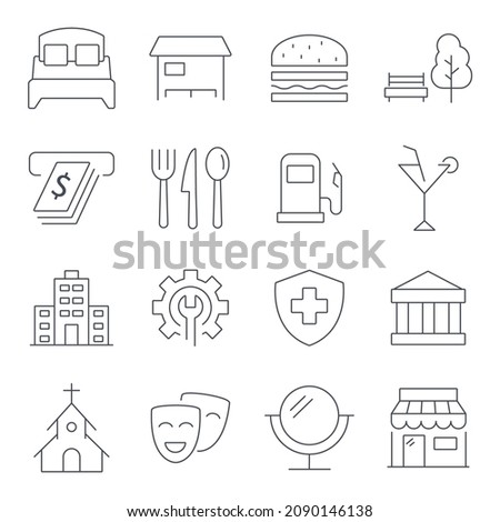 Points of Interest   icons set.Points of Interest  pack symbol vector elements for infographic web