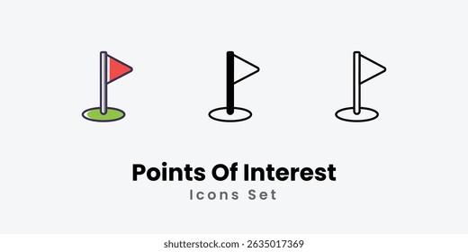 Sehenswürdigkeiten Icons dünne Linie und Glyphe Vektorsymbol Stockgrafik