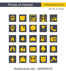 Points of intrest icons set