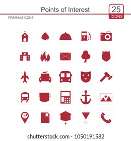 Points of intrest icons set