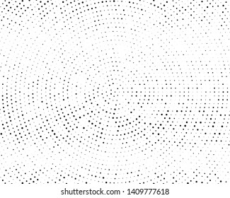 Points of large and small scale, placed on divergent circles from the center. Halftone style. Vector illustration