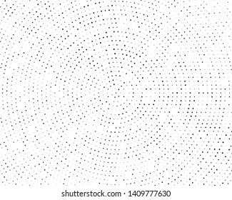 Points of large and small scale, placed on divergent circles from the center. Halftone style. Vector illustration