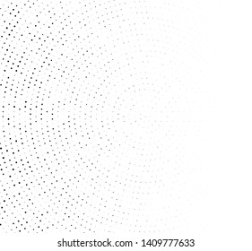 Points of large and small scale, placed on divergent circles from the center. Halftone style. Vector illustration