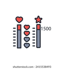 points and life bar icon. vector.Editable stroke.linear style sign for use web design,logo.Symbol illustration.