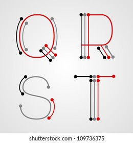 Points and lines letters. Typographic elements. Typographic design.