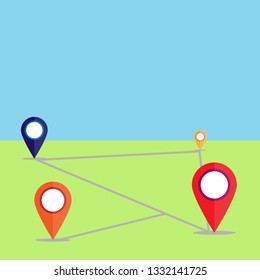 Points of location on the ground with the route