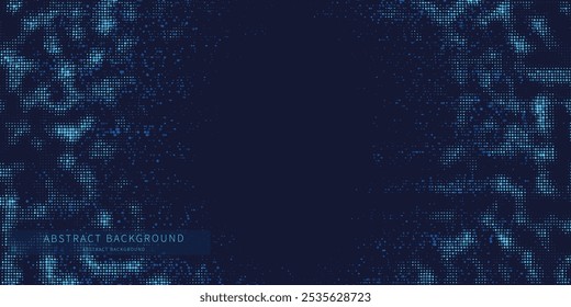 Puntos en textura caótica ruidosa. Puntos Abstractas sobre fondo azul oscuro. Concepto de ciberespacio de Tecnología.