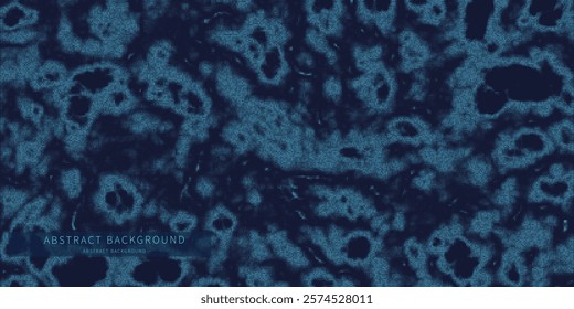 Points in noisy chaotic  texture. Abstract blue dots on dark background. Technology cyberspace concept.