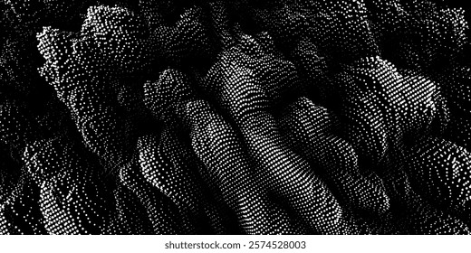 Points in noisy  texture. Abstract dots on black  background. Technology cyberspace concept.