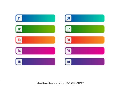Points Numbers 1 to 10 IN Colorful Text Boxes.