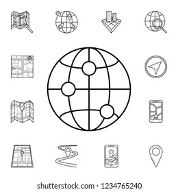 points on the globe icon. Detailed set of navigation icons. Premium graphic design. One of the collection icons for websites, web design, mobile app