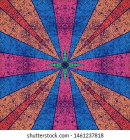 Points ornament, graphic drawing. Pattern color vintage style. Grunge texture. Festive greeting card. Abstract art background. Modern geometric pattern. Festive art backdrop. Creative vector element