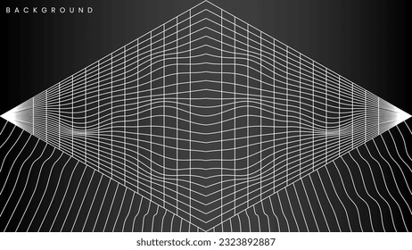 Points perspective grid background. Abstract grid line futuristic