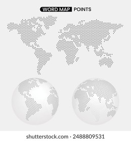 Points that form the world map. Points that form the world map in a spherical shape