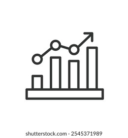 Pontos de tendência, ícone no design de linha. Tendência, pontos, gráfico, dados, análise, marcadores, gráfico no vetor de fundo branco. Ícone de traçado editável de pontos de tendência
