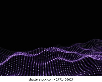 Points Wave Background. Abstract Digital Texture. Technology Pattern. Computer Code Backdrop. Vector illustration