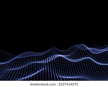 Points Wave Background. Surface Texture. Digital Pattern. 3d Backdrop. Vector illustration
