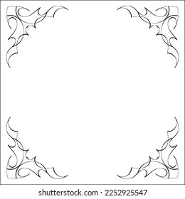 Pointy black and white monochrome ornamental border for greeting cards, banners, invitations. Isolated vector illustration.