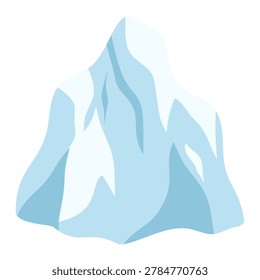 Pointy iceberg mountain in cold arctic sea polar winter landscape element flat vector illustration