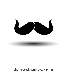 Icono de Poirot Mustache. Negro sobre fondo blanco con sombra. Ilustración vectorial.