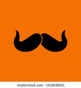 Poirot Mustache Symbol. Schwarz auf orangefarbenem Hintergrund. Vektorgrafik.