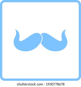 Icono de Poirot Mustache. Diseño de marco azul. Ilustración vectorial.