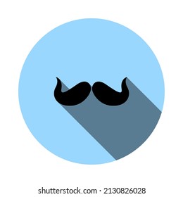 Icono de Poirot Mustache. Diseño De Esténcil De Círculo Plano Con Sombra Larga. Ilustración vectorial.