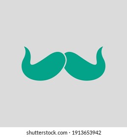 Poirot Mustache Symbol. Grün auf grauem Hintergrund. Vektorgrafik.