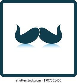 Poirot Mustache Symbol. quadratisches Schattenreflektionsdesign. Vektorgrafik.