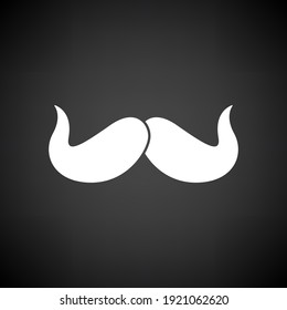 Icono de Poirot Mustache. Blanco sobre fondo negro. Ilustración vectorial.