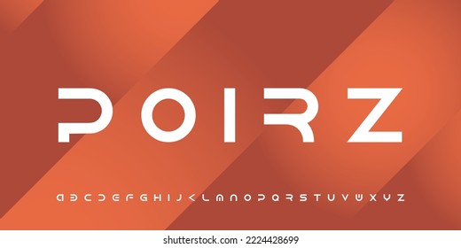 POIRZ Modern abstract digital tech font. Logo creative font, type, technology, movie, digital, music, movie. Font and illustration in vector format.