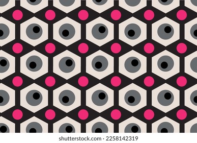 Pois geometric pattern on black. Vector Illustration.