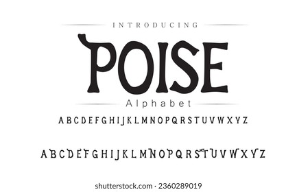 Poise Font. Alphabet. Script. Typeface. Label .Vintage typeface. For labels and different type designs