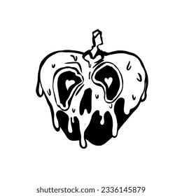 Poison Apple. Hand drawn Illustration. Vector designe,Tattoo,art. Trendy Print