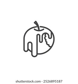 Poison Apple line icon. linear style sign for mobile concept and web design. An apple with poison outline vector icon. Symbol, logo illustration. Vector graphics