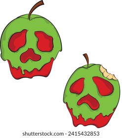 Diseño de ilustraciones estilizadas de manzanas venenosas