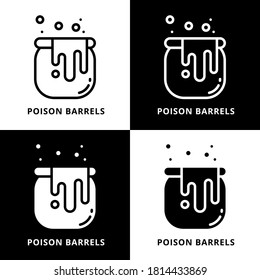 Poison Barrel Halloween Icon Line Style. Poison Liquid Vector Character. Elixir Oil Container Cartoon Symbol Icon Glyph