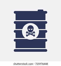 Poison Barrel Metal Icon Flat Graphic Vector Skull Sign