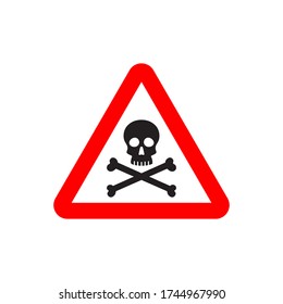 Poison bio hazard  vector logo design element. Caution warning symbol concept. Scull with crossed bones. Power fast speed logotype